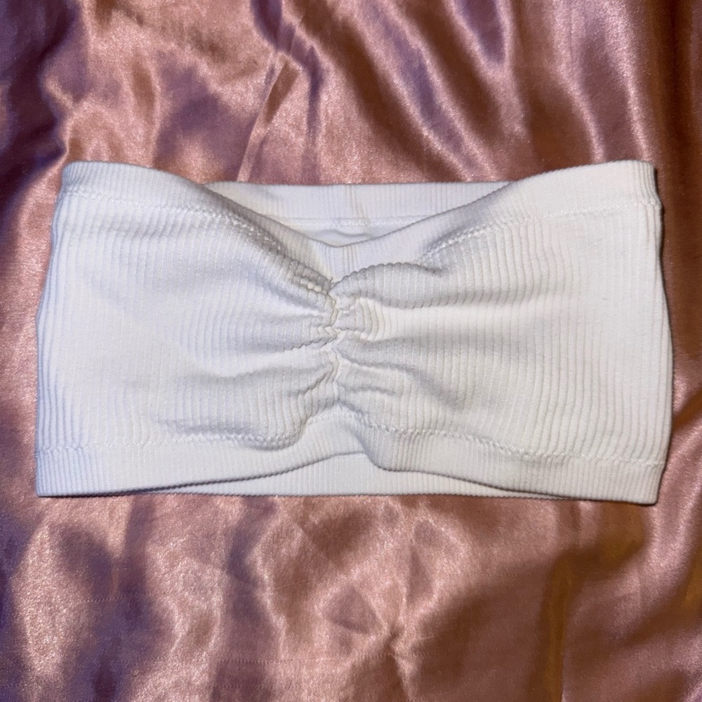 Aerie White Ribbed Bandeau
